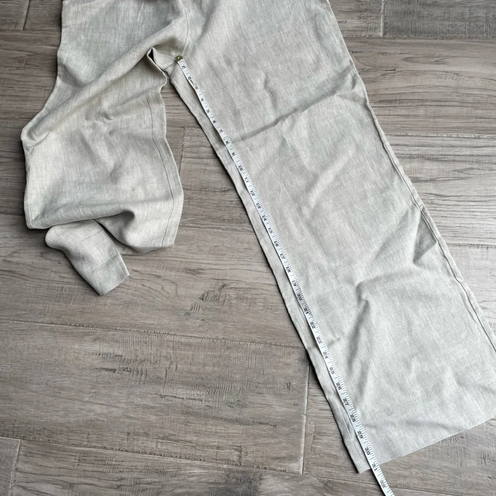 Reformation Cello Pants In Oatmeal 100 Linen Wide Leg High Waisted Unlined SZ 10